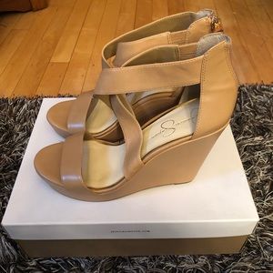 Jessica Simpson Nude Wedge Sandals